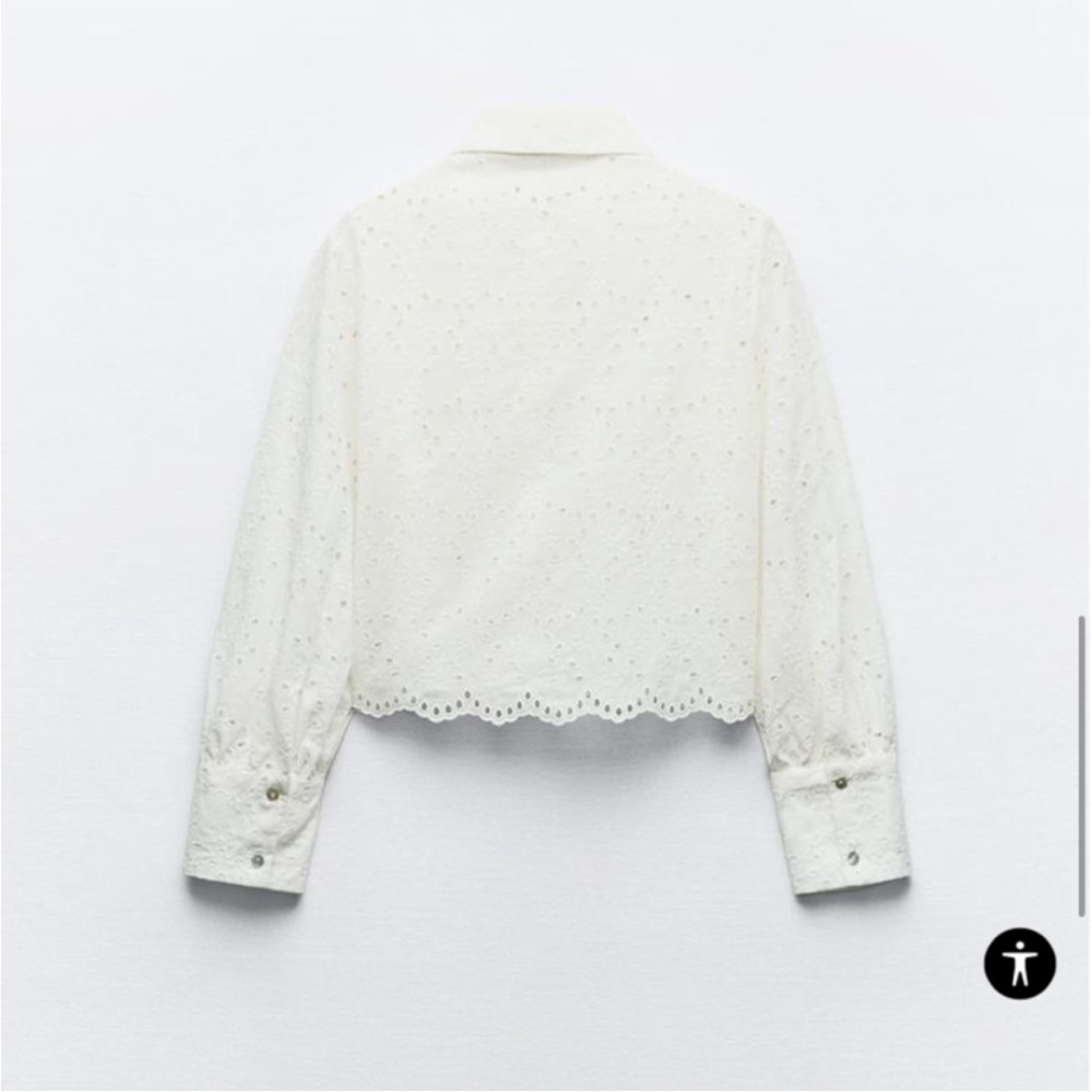 NWT ZARA EMBROIDERED EYELET CROP SHIRT - WHITE BUTTON DOW TOP SIZE M
Firm price - Picture 2 of 11
